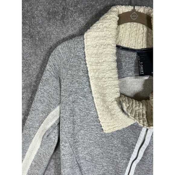 Dolan T-Shirt Knit Cowl Neck Asymmetrical Full Zip‎ Crop Sweater Womens XS Gray - Picture 6 of 16